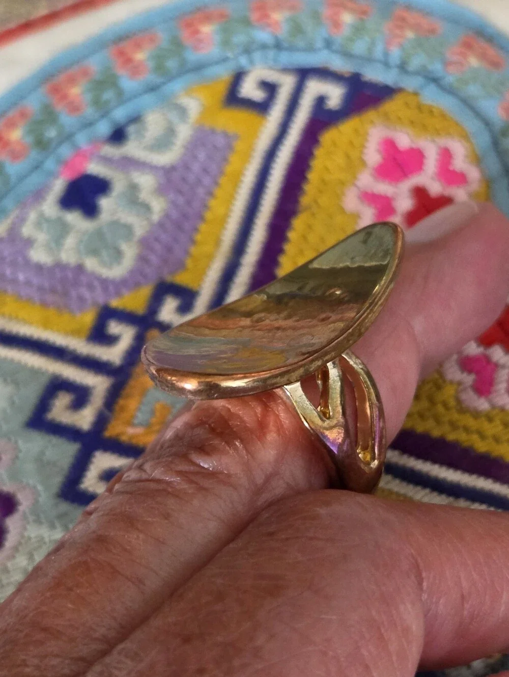 Bronze Gold Statement Ring Geometric Size 6.5
